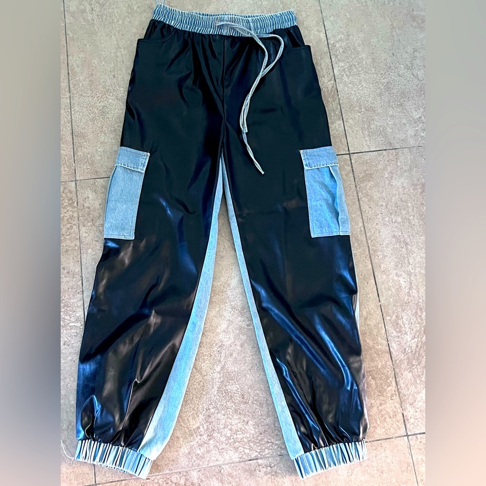 New denim/leather jogger
